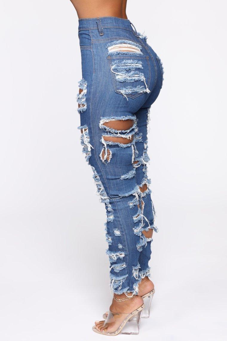 Women's Fashion Cut And Tear Stretchy Calf Jeans-THAT FASHION STORE