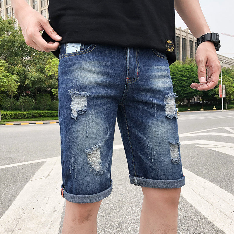 Men's Denim Shorts Tide Brand Trend Hole Self-cultivation Korean Version-THAT FASHION STORE