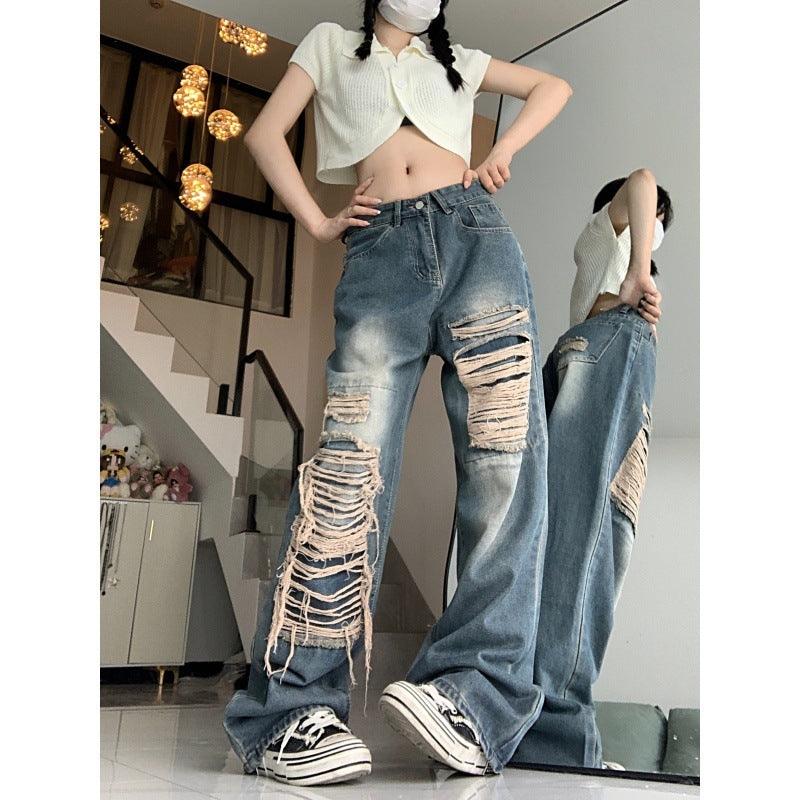 Fashion Holes Jeans Women's Retro High Waist-THAT FASHION STORE