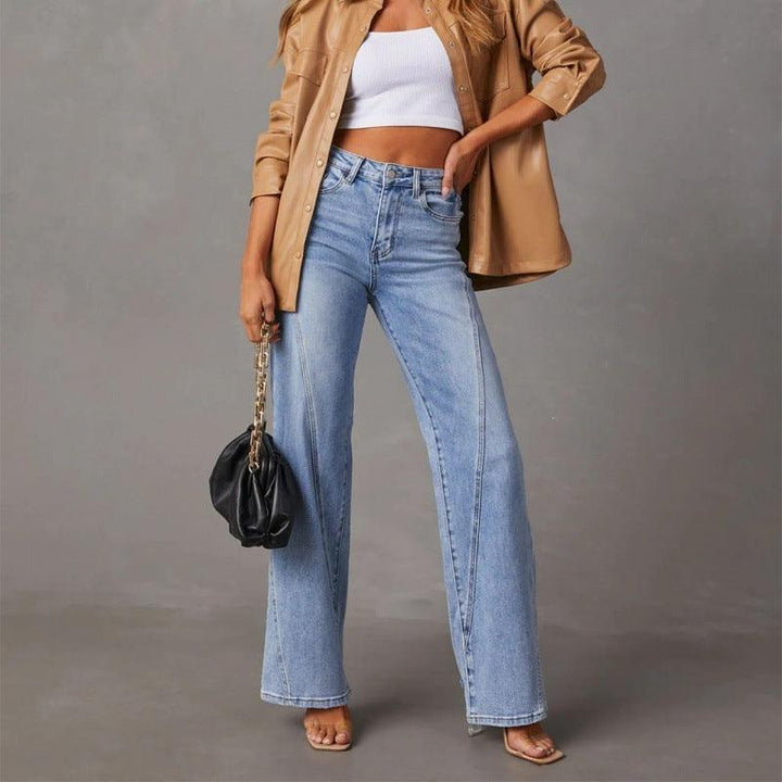 Casual Patchwork Women's Wide Leg Jeans-THAT FASHION STORE