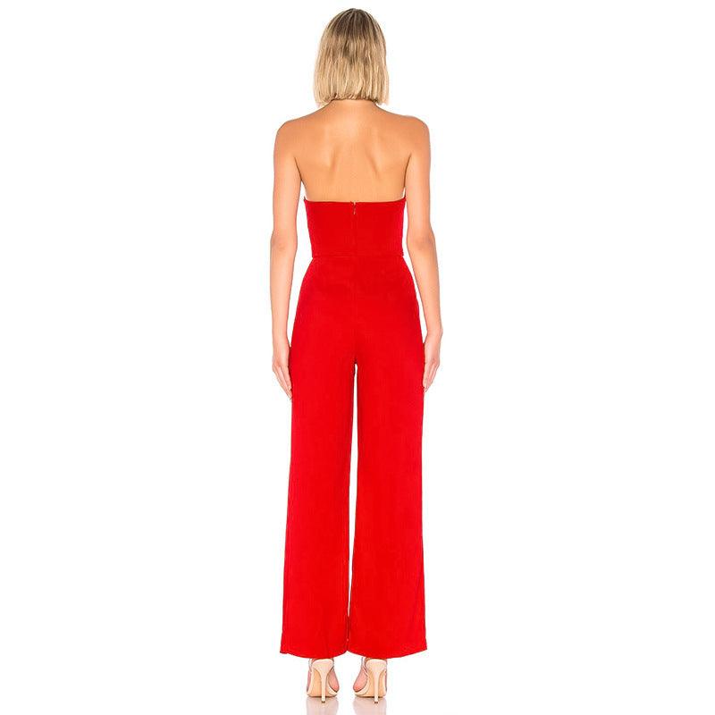 Split Trousers Suit Women Tube Top Wrapped Hip Bandage Jumpsuit-THAT FASHION STORE