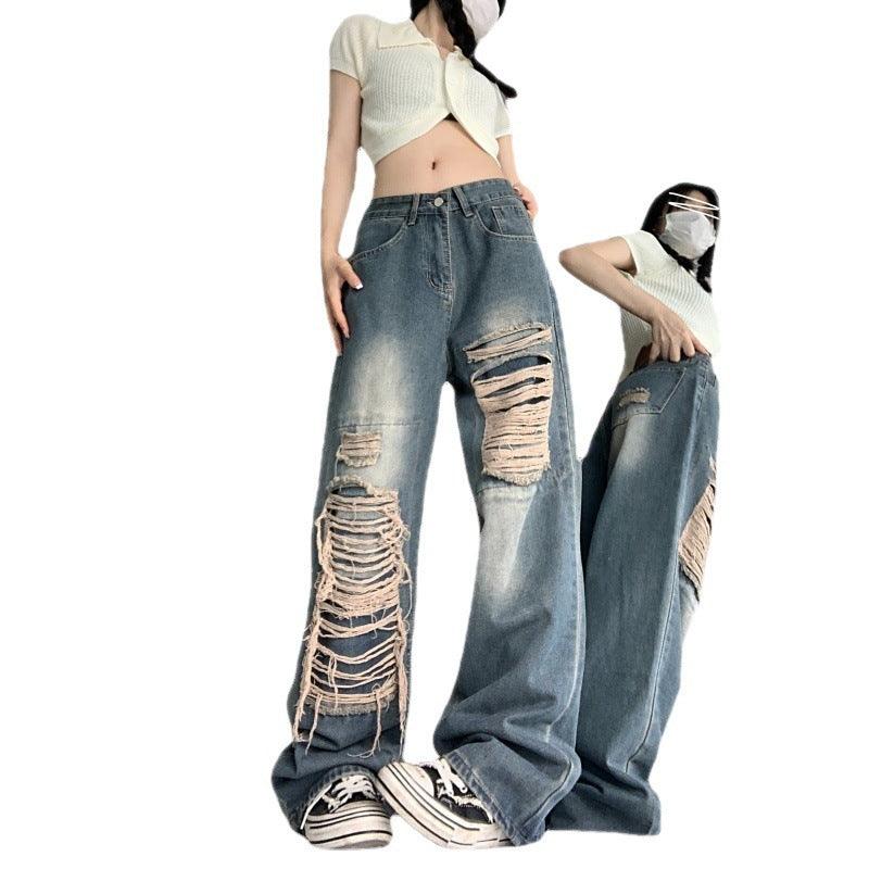 Fashion Holes Jeans Women's Retro High Waist-THAT FASHION STORE