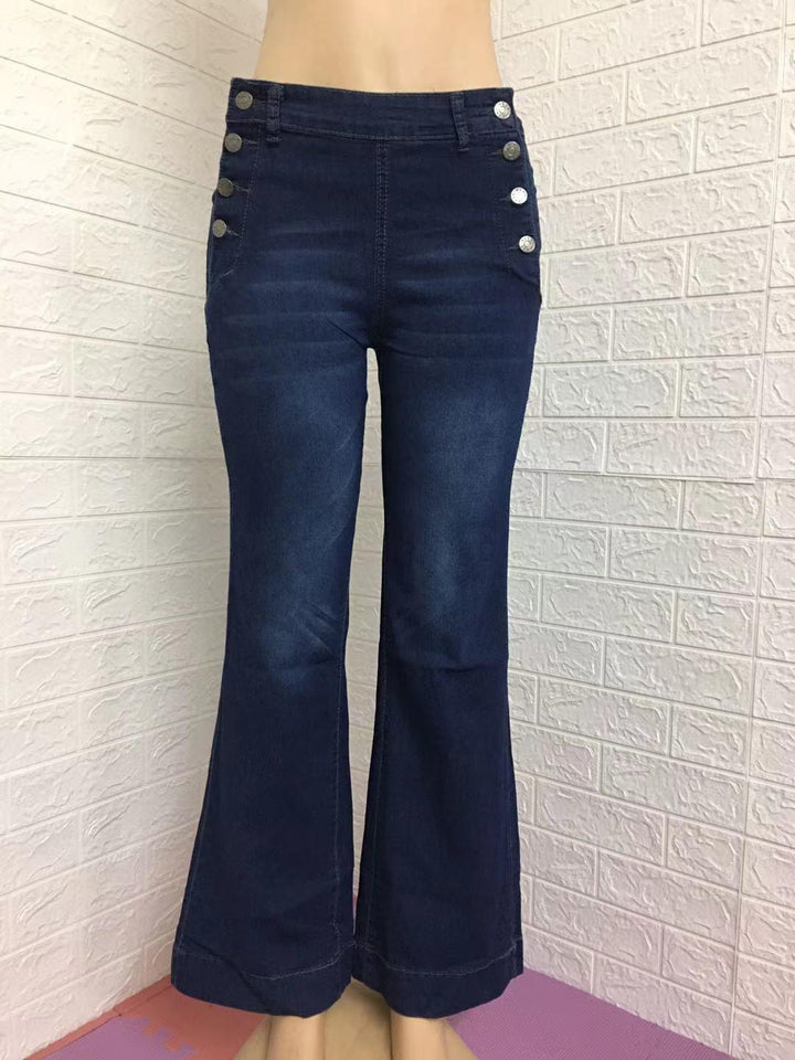 Women's Jeans Button Solid Color Slim Fit-THAT FASHION STORE