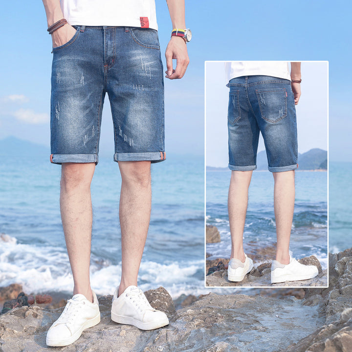 Men's Slim Fit Elastic Denim Shorts-THAT FASHION STORE