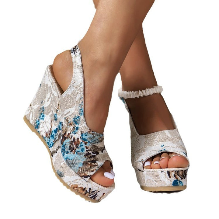 Embroidered Plus Size Wedge Sandals with Height Enhancement in European and American Styles - THAT FASHION STORE