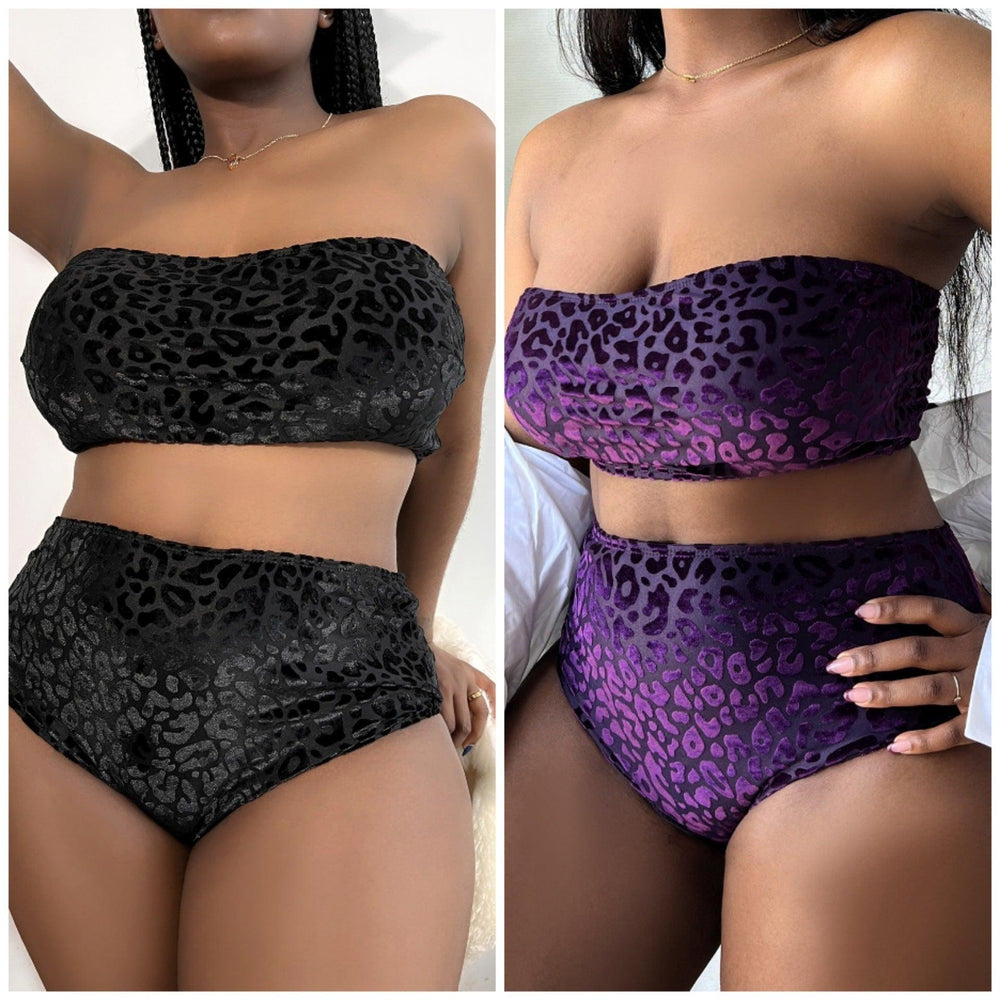 Plus Size Women's High Waist Split Bikini Swimsuit-THAT FASHION STORE