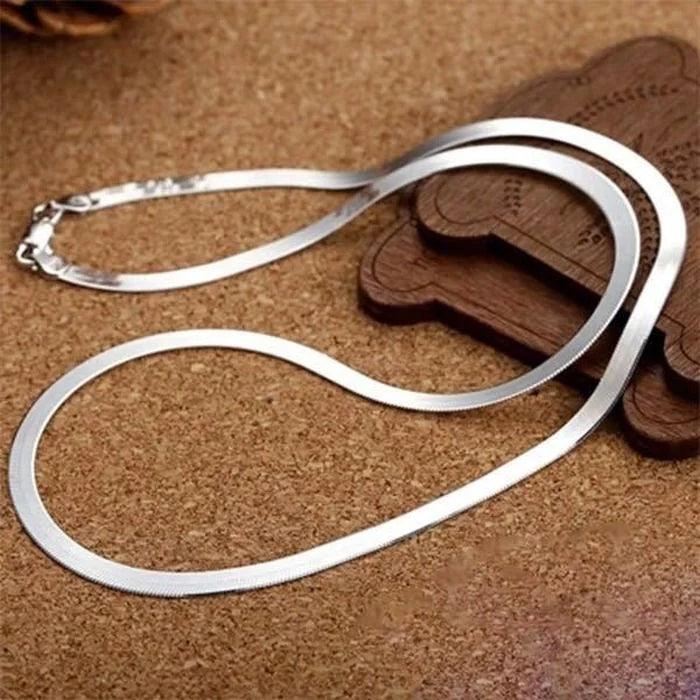 925 Sterling silver 18K Gold 4MM Flat chain Necklace for Women Luxury Fine Jewelry wedding gift choker Clavicle-THAT FASHION STORE