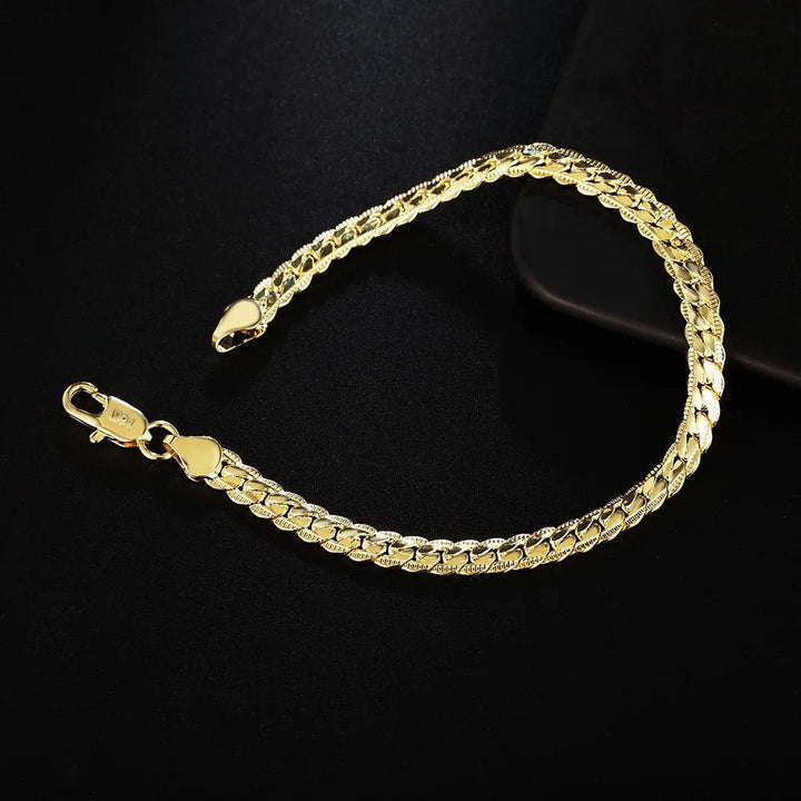 925 sterling Silver 18K gold 5MM Chain Bracelets for Women men luxury Fashion Party Wedding Accessories Jewelry Christmas Gifts-THAT FASHION STORE