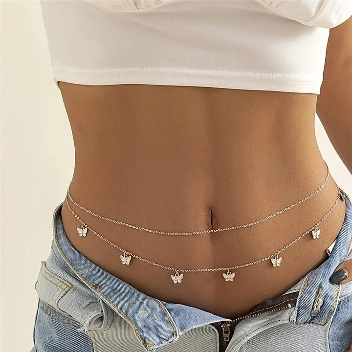 Trendy Alloy Butterfly Pendant Waist Chain Ladies Sexy Belly Body Chain Jewelry Suitable For Women's Daily Wear Festival Jewelry Gifts-THAT FASHION STORE