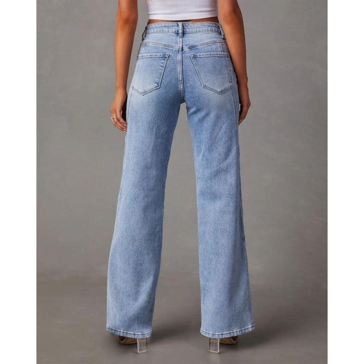 Casual Patchwork Women's Wide Leg Jeans-THAT FASHION STORE