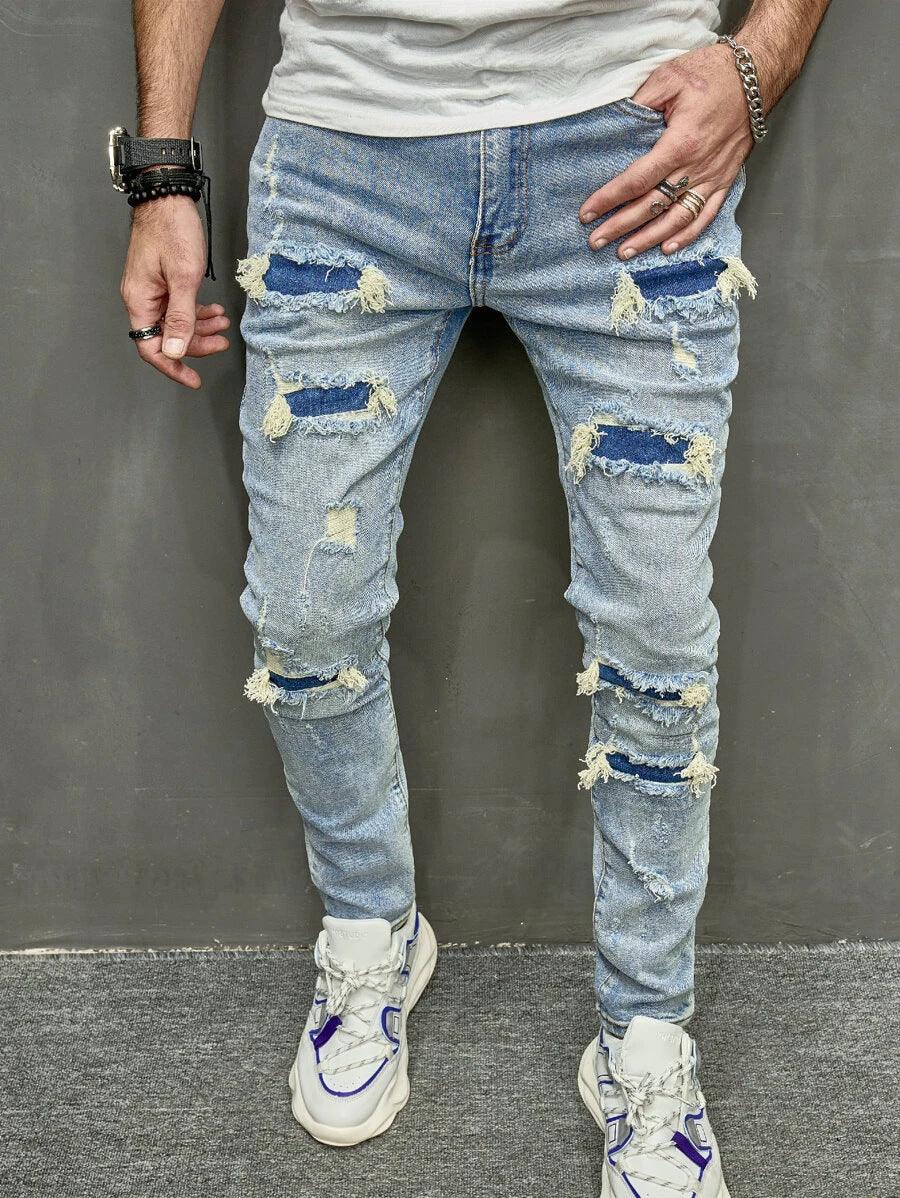 High Quality Men's Worn Skinny Stretch Jeans-THAT FASHION STORE