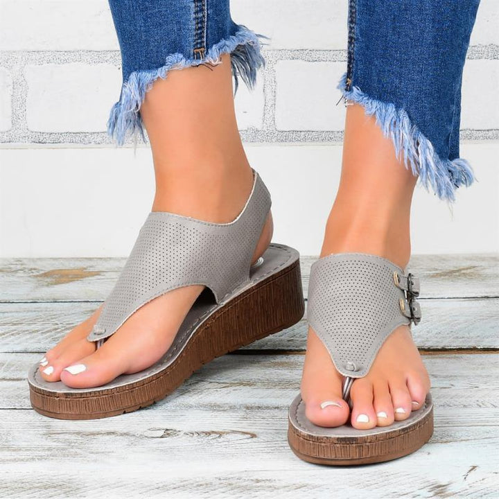 Wedge Heel Plus Size Women's Cutout Sandals - THAT FASHION STORE