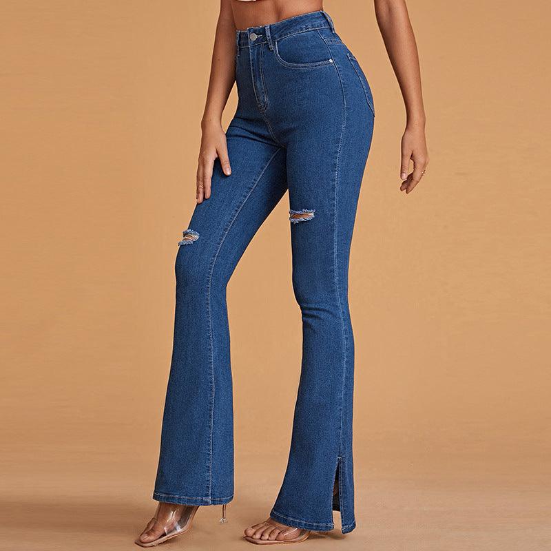 Women's High Waist Jeans Slim Micro Horn-THAT FASHION STORE