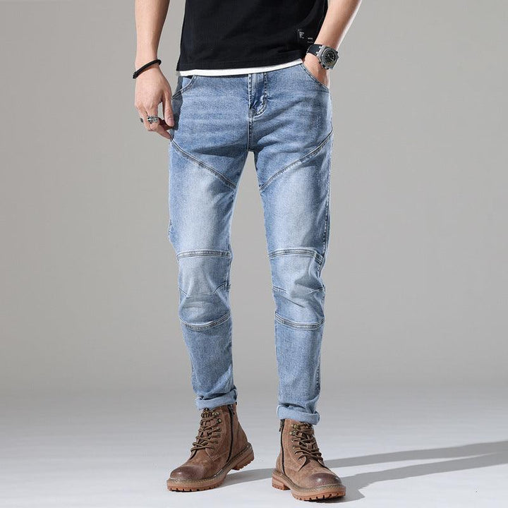 Men's Light-colored Elastic Stitching Embroidered Jeans-THAT FASHION STORE