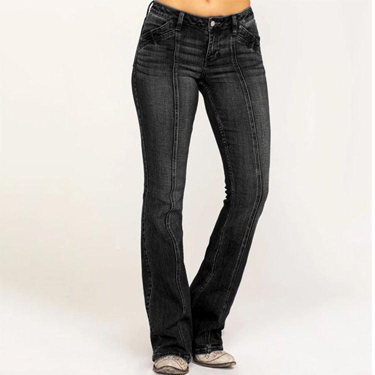 Women's Jeans Are Slim And Slim Washed With Horn-THAT FASHION STORE