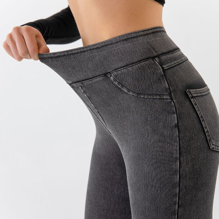 Denim Yoga Pants Women's High Waist Slimming Pocket Sports Tight Casual Pants-THAT FASHION STORE