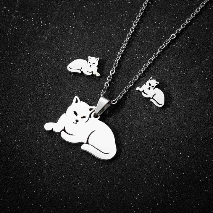 Stainless Steel Jewelry Sets For Women Necklace And Earing Anime Cute Cartoon Bow Mouse Chain Necklace Choker Desinger Charms-THAT FASHION STORE