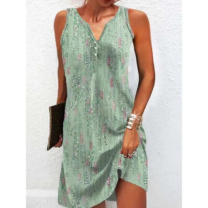 Women Vintage Vest Dresses Mid-Waist Sleeveless A-line Dress Fashionable Printed Slim Sundresses Summer Casual Female Clothing-THAT FASHION STORE