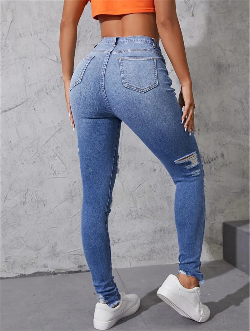 Hot Sale Women's Ripped Skinny Jeans Fashionable High Stretch Slim Fit Butt Lift Denim Pencil Pants Casual Ladies Trousers S-2XL-THAT FASHION STORE