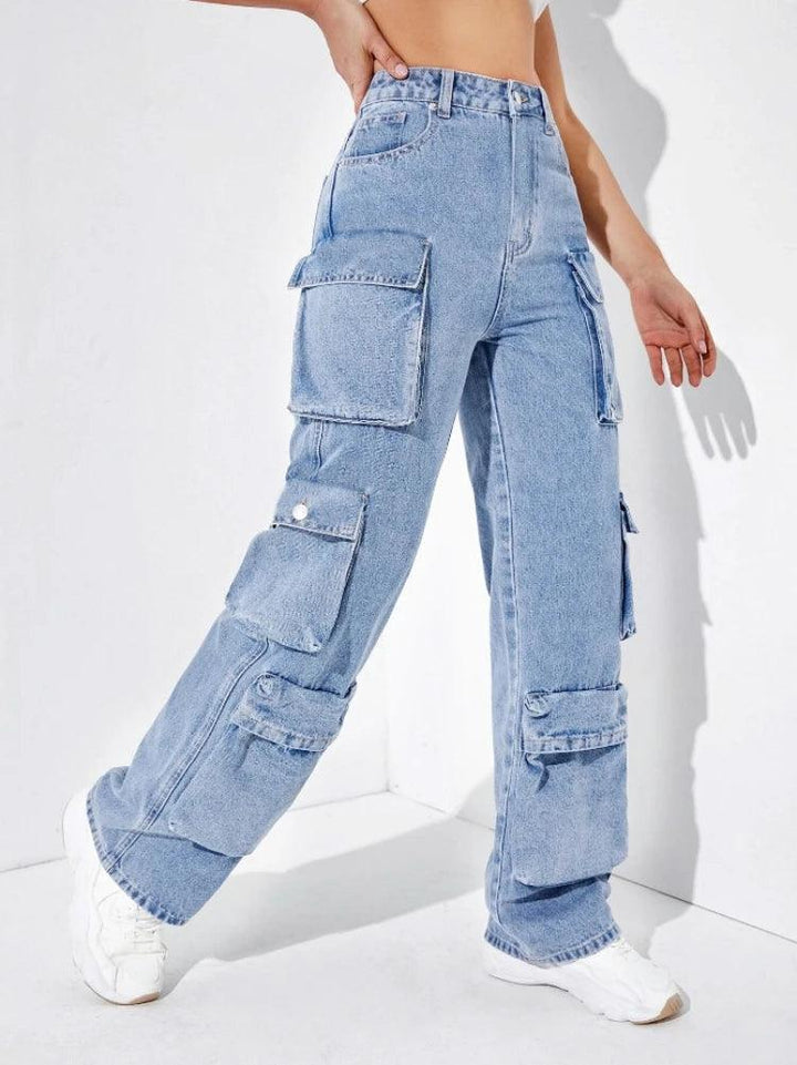 2023 Fall New High Waist Y2K Jeans For Women Fashion Multi Pocket Denim Cargo Pants Casual Female Trousers S-2XL Drop Shipping-THAT FASHION STORE