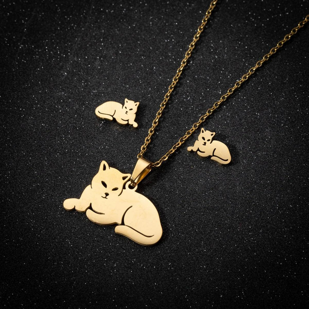 Stainless Steel Jewelry Sets For Women Necklace And Earing Anime Cute Cartoon Bow Mouse Chain Necklace Choker Desinger Charms-THAT FASHION STORE