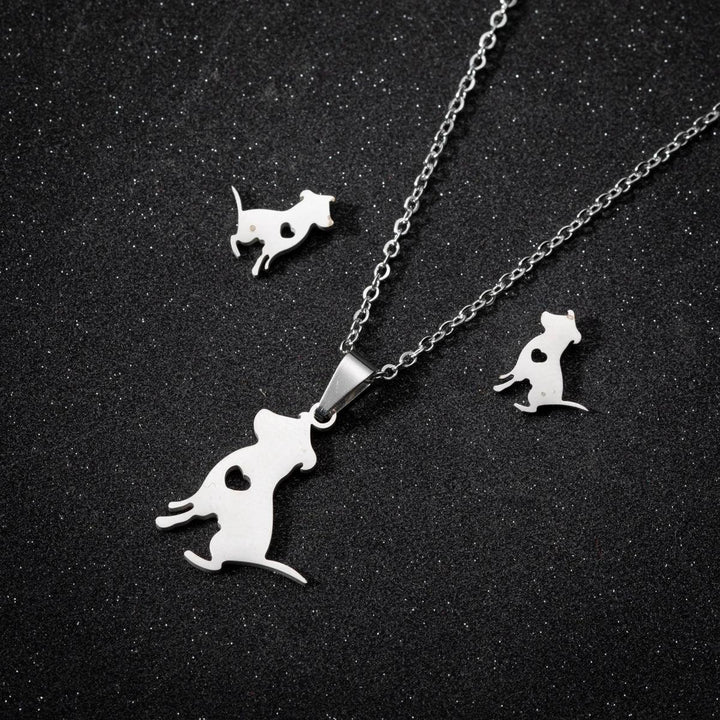 Stainless Steel Jewelry Sets For Women Necklace And Earing Anime Cute Cartoon Bow Mouse Chain Necklace Choker Desinger Charms-THAT FASHION STORE