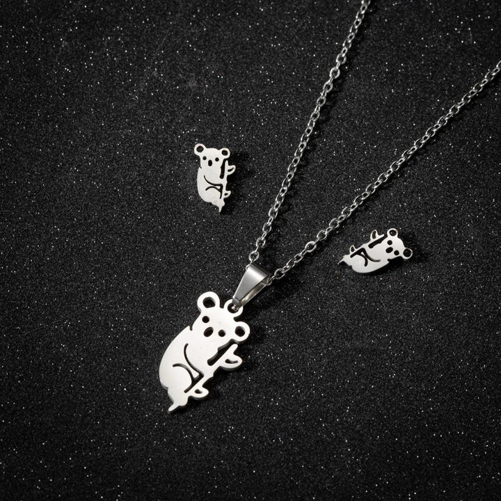 Stainless Steel Jewelry Sets For Women Necklace And Earing Anime Cute Cartoon Bow Mouse Chain Necklace Choker Desinger Charms-THAT FASHION STORE