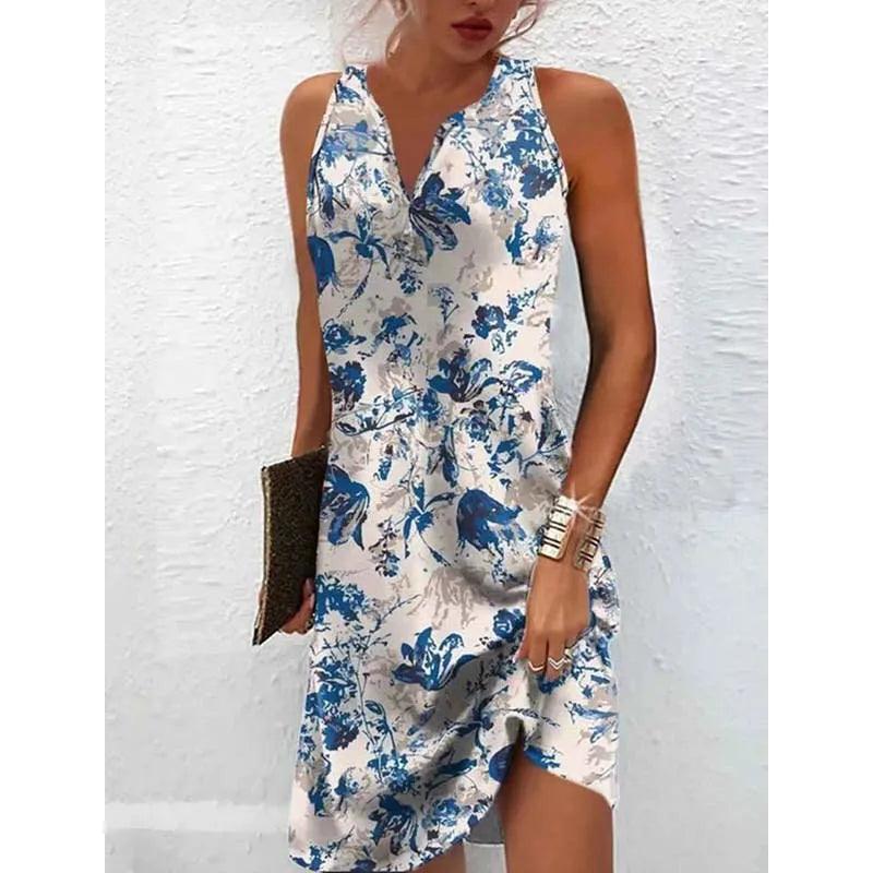 Women Vintage Vest Dresses Mid-Waist Sleeveless A-line Dress Fashionable Printed Slim Sundresses Summer Casual Female Clothing-THAT FASHION STORE