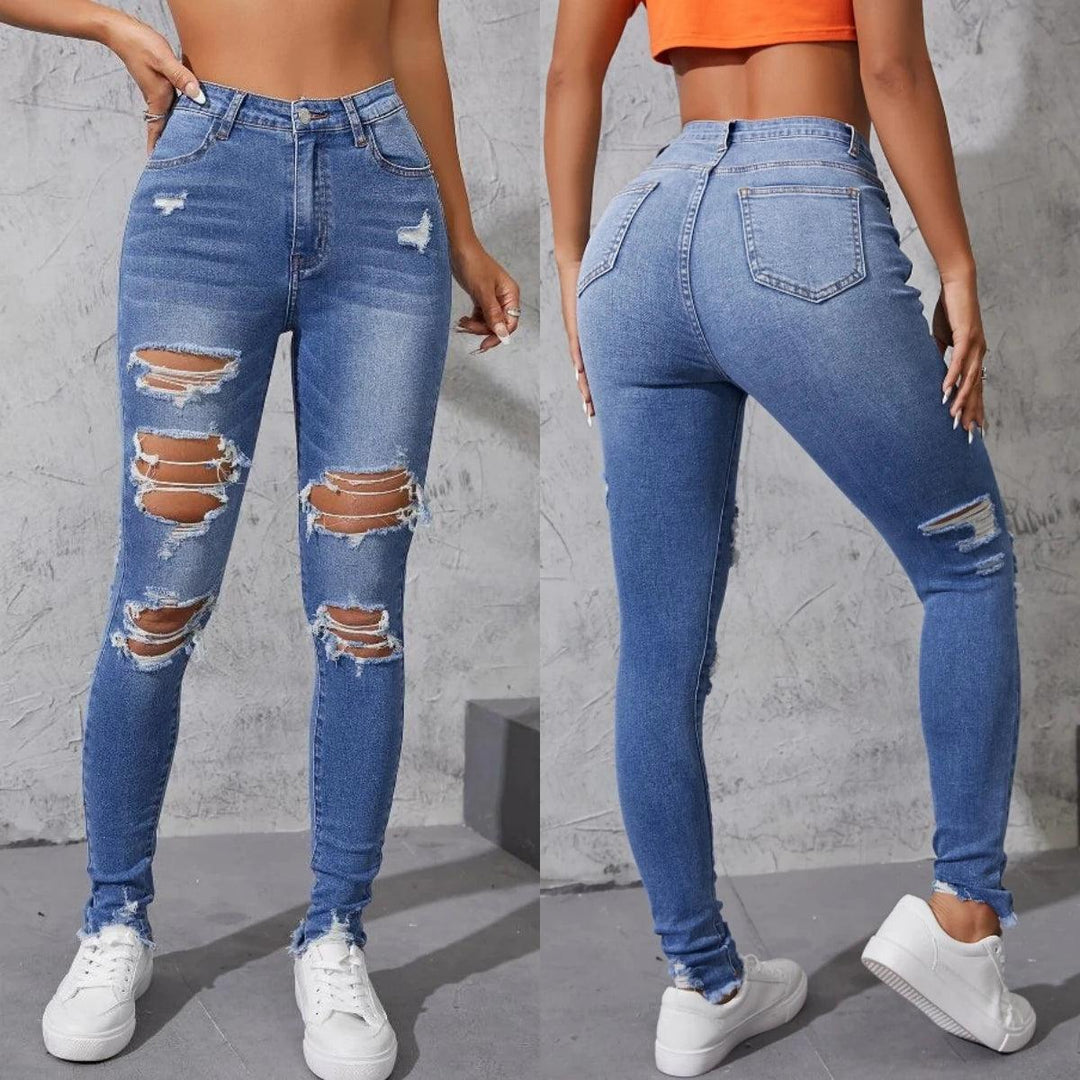 Hot Sale Women's Ripped Skinny Jeans Fashionable High Stretch Slim Fit Butt Lift Denim Pencil Pants Casual Ladies Trousers S-2XL-THAT FASHION STORE