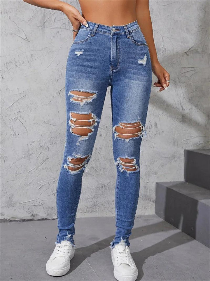 Hot Sale Women's Ripped Skinny Jeans Fashionable High Stretch Slim Fit Butt Lift Denim Pencil Pants Casual Ladies Trousers S-2XL-THAT FASHION STORE