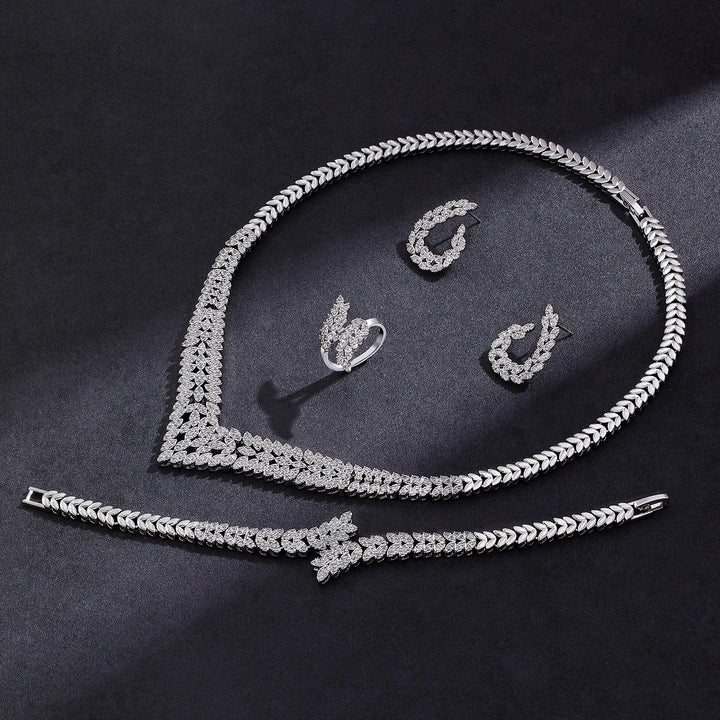 2024 New Wedding Jewelry Set for Women Saudi Arabia 4 Pieces Zirconia Bridal Jewellery Collection Necklace Set-THAT FASHION STORE