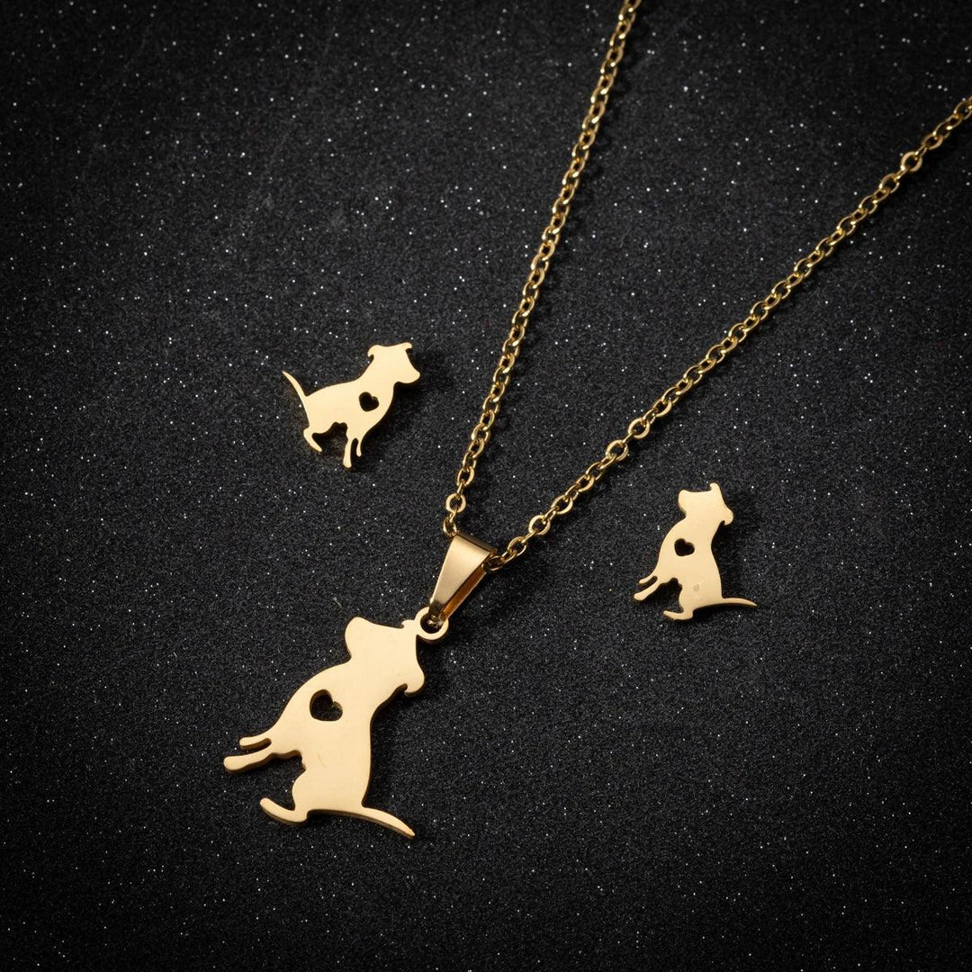 Stainless Steel Jewelry Sets For Women Necklace And Earing Anime Cute Cartoon Bow Mouse Chain Necklace Choker Desinger Charms-THAT FASHION STORE