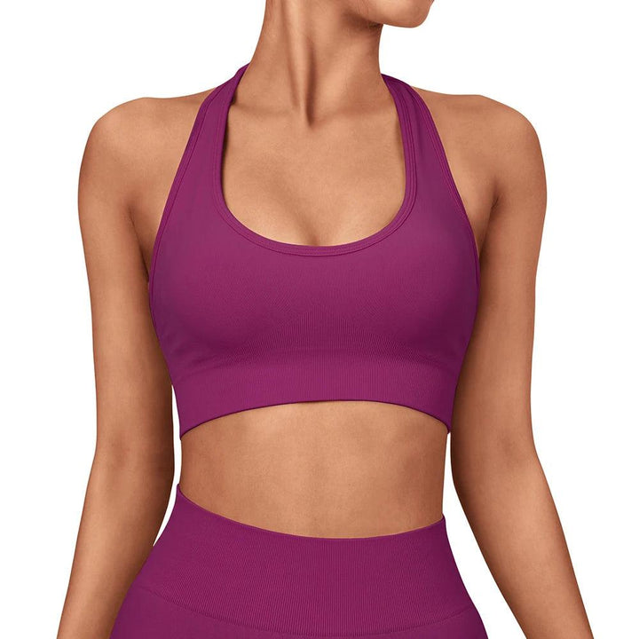 Halter Sports Top Underwear Vest Women Limitless Ribbed Seamless Fitness Bra Spandex Woman Elastic Breathable Breast Sports Yoga-THAT FASHION STORE