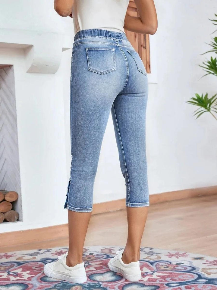 2023 Summer Women's Calf-Length Jeans Fashion Skinny High Stretch Elastic Waist Denim Pencil Pants Casual Slim Jeans S-2XL-THAT FASHION STORE