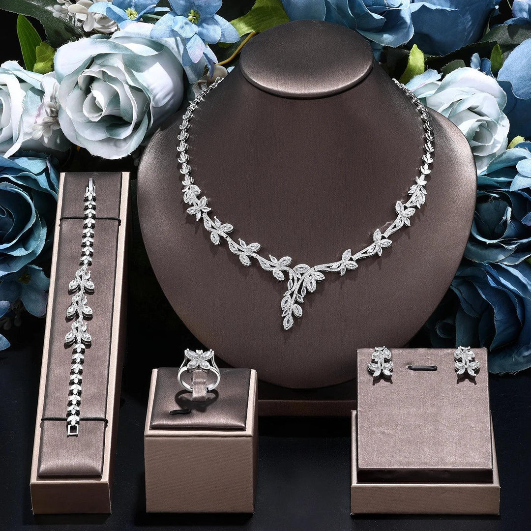 Trendy Luxury 4PCS Wedding Jewelry Set For Women Wedding Party Zirconia Dubai Bridal jewelry Set 2024-THAT FASHION STORE