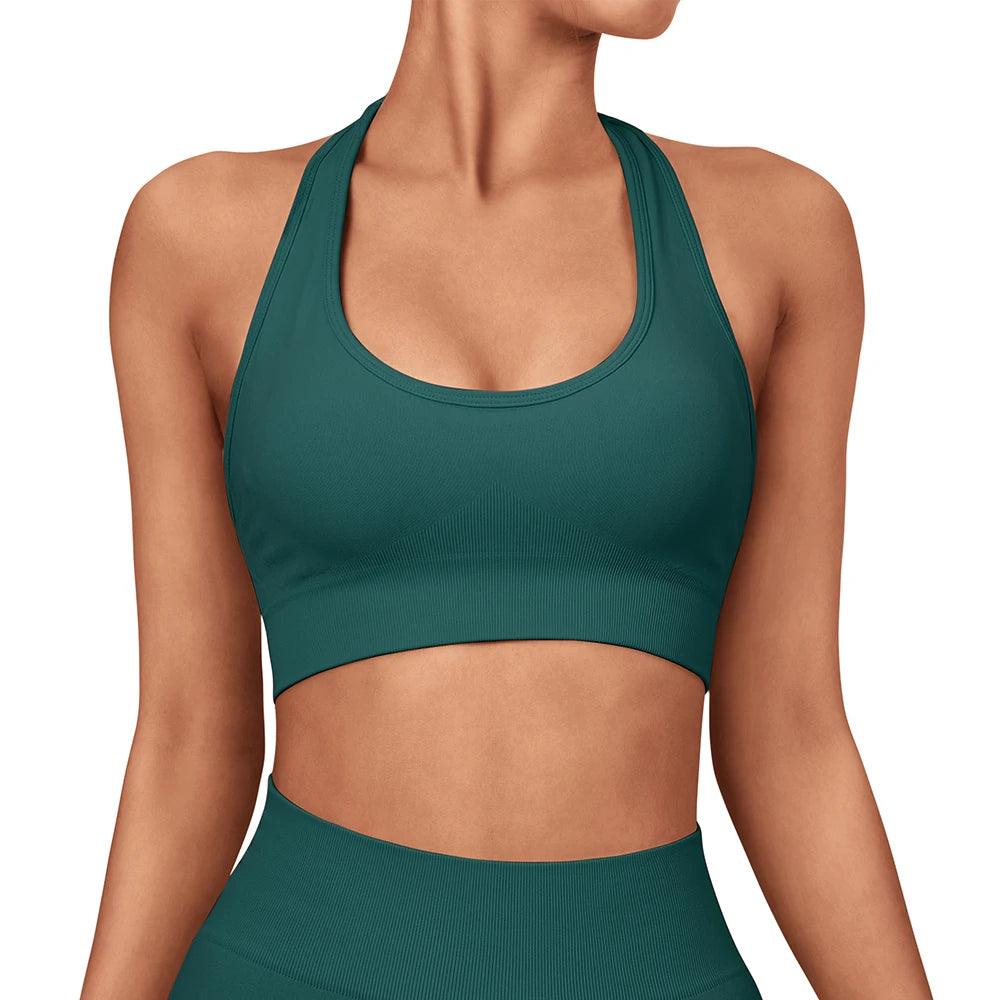 Halter Sports Top Underwear Vest Women Limitless Ribbed Seamless Fitness Bra Spandex Woman Elastic Breathable Breast Sports Yoga-THAT FASHION STORE