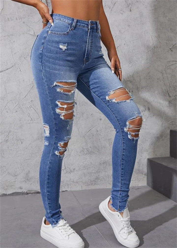 Hot Sale Women's Ripped Skinny Jeans Fashionable High Stretch Slim Fit Butt Lift Denim Pencil Pants Casual Ladies Trousers S-2XL-THAT FASHION STORE