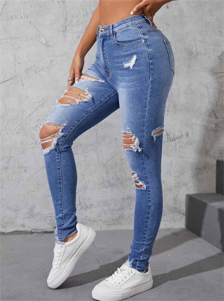 Hot Sale Women's Ripped Skinny Jeans Fashionable High Stretch Slim Fit Butt Lift Denim Pencil Pants Casual Ladies Trousers S-2XL-THAT FASHION STORE