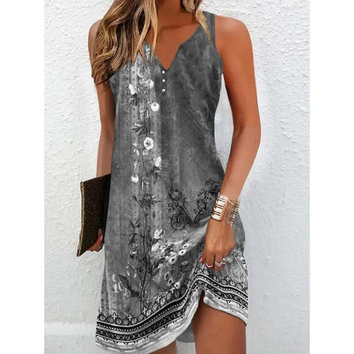 Women Vintage Vest Dresses Mid-Waist Sleeveless A-line Dress Fashionable Printed Slim Sundresses Summer Casual Female Clothing-THAT FASHION STORE