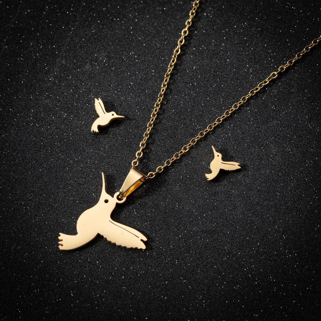 Stainless Steel Jewelry Sets For Women Necklace And Earing Anime Cute Cartoon Bow Mouse Chain Necklace Choker Desinger Charms-THAT FASHION STORE