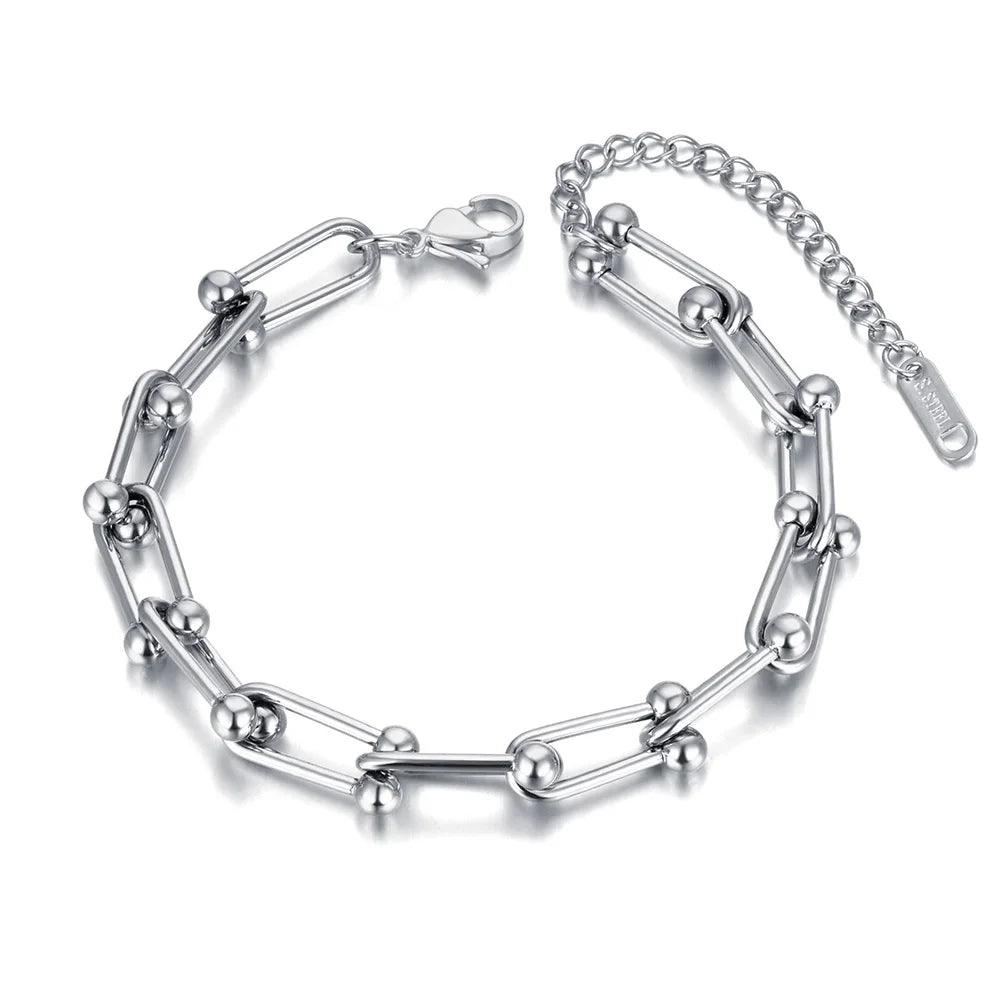 Lokaer Hiphop/Rock Stainless Steel Geometry Chain Link Choker Pendant Necklace Bracelet Earrings Jewelry Sets For Women SE115-THAT FASHION STORE