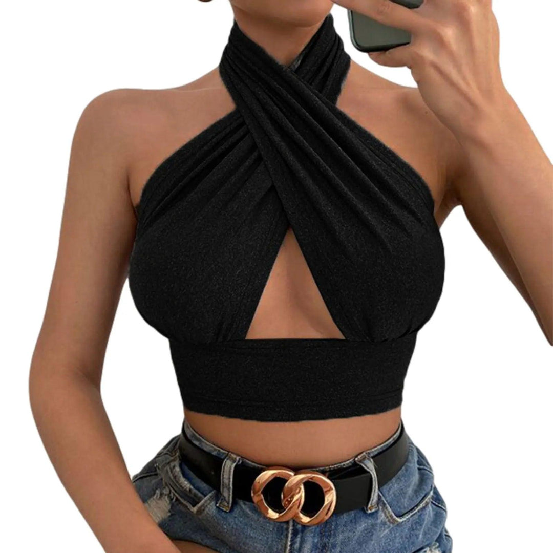 Women Summer Tank Tops Solid Cross Halter Camis Backless Crop Tops Female Camisole Cropped Top Slim Sleeveless Streetwear-THAT FASHION STORE