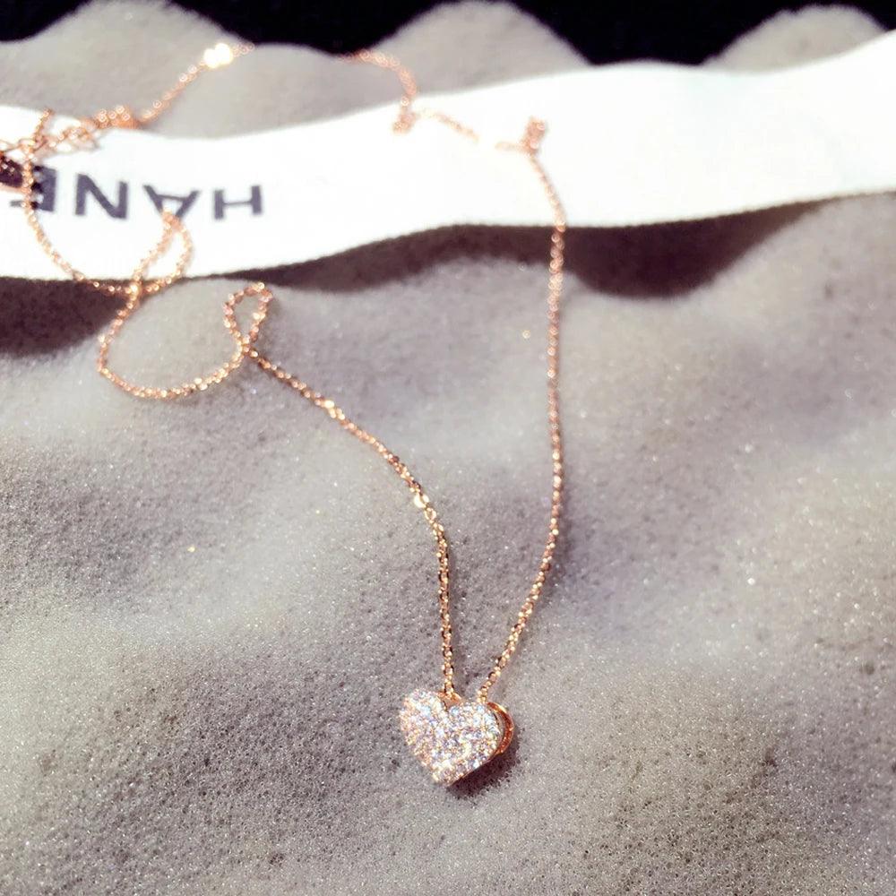 Luxury Bling AAA Zircon Love Heart Shape Necklace High Quality Exquisite Feminia Women Choker Wedding Bridal Jewelry Pendant-THAT FASHION STORE