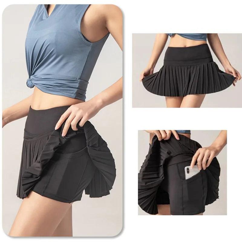 Cloud Hide Women Sports Tennis Skirts Golf Skirt Fitness Shorts High Waist Athletic Running Short Quick Dry Sport Skort Pocket-THAT FASHION STORE