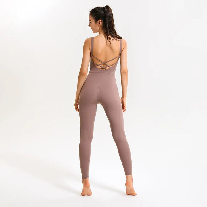 DANCEFISH Sport Outfit For Woman Fitness Class Suit Beautiful Back Sportwear Dancewear Aerial Yoga Jumpsuits-THAT FASHION STORE