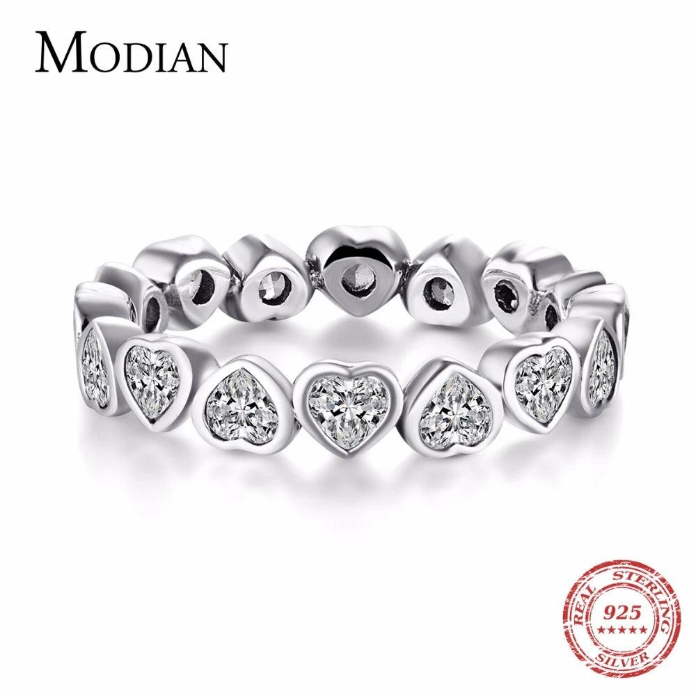 Modian Fashion Classic Cubic Zirconia Jewelry Real 925 sterling silver Love Hearts Ring Eternity Simulated Ring Bands Jewelry-THAT FASHION STORE