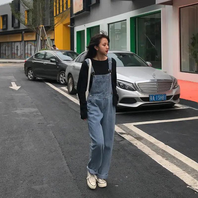 Jumpsuits Women Long Denim Strap Slim Summer All-match Vintage Womens Fashion Streetwear BF Ulzzang Leisure Simple Chic Students-THAT FASHION STORE