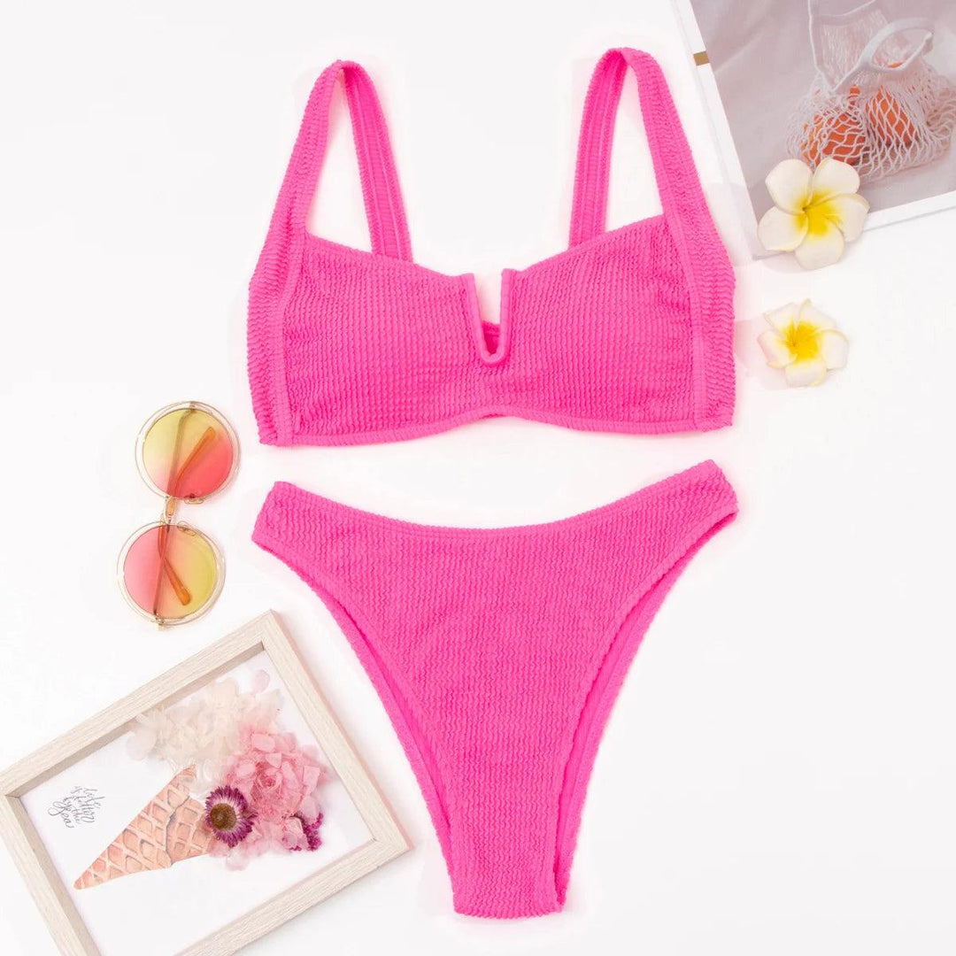 Push Up Bikini 2024 Sexy Women Swimsuit Solid Swimwear Female High Waist Thong Brazilian Bikini set Bathing Suit Women-THAT FASHION STORE