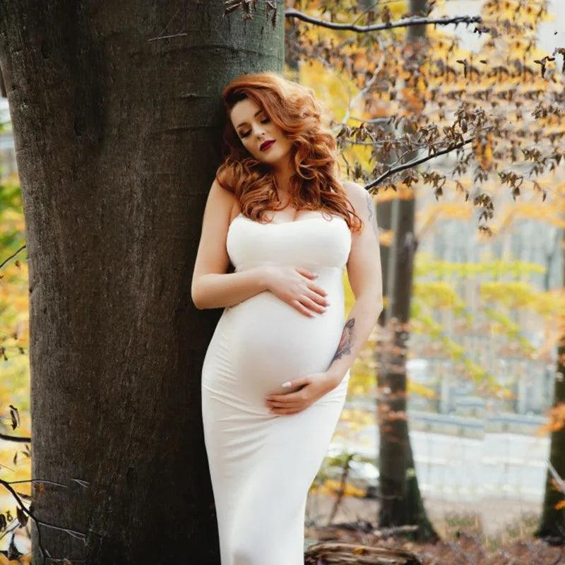 Off-the-shoulder Maternity Photography Dress Stretchy Jersey Pregnant Woman Mermaid Long Dresses For Photo Shoot-THAT FASHION STORE