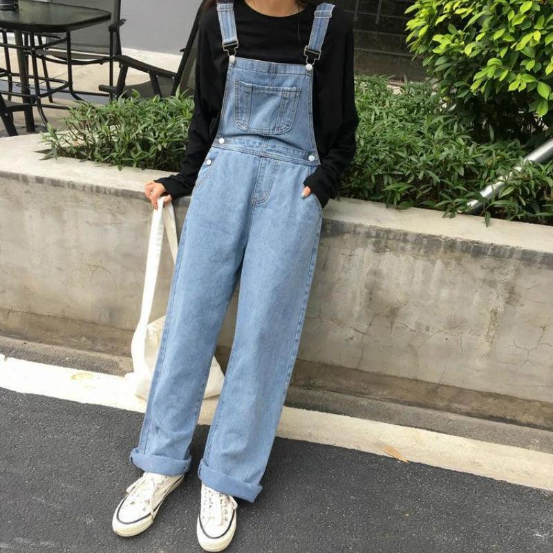 Jumpsuits Women Long Denim Strap Slim Summer All-match Vintage Womens Fashion Streetwear BF Ulzzang Leisure Simple Chic Students-THAT FASHION STORE